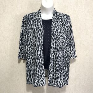Cathy Daniels Cardigan Tank Combo Women Size XL Animal Print Long Sleeve Knit
